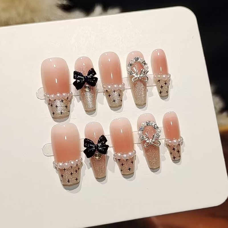 Nail Art Press On - 10Pcs French Sweet Cool Spicy Girl