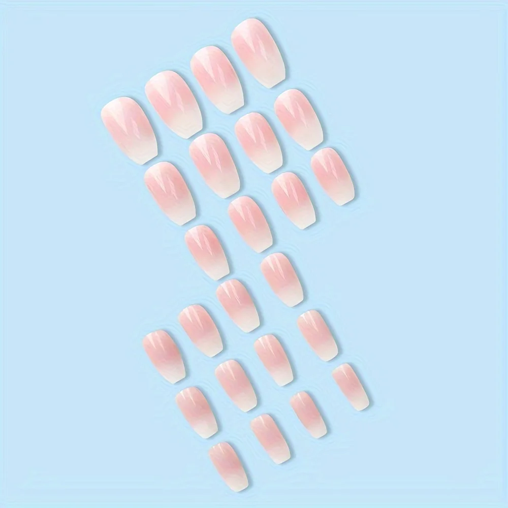 A Set Of 24 Glossy Short Coffi - Nail Art Pink 评论和价格