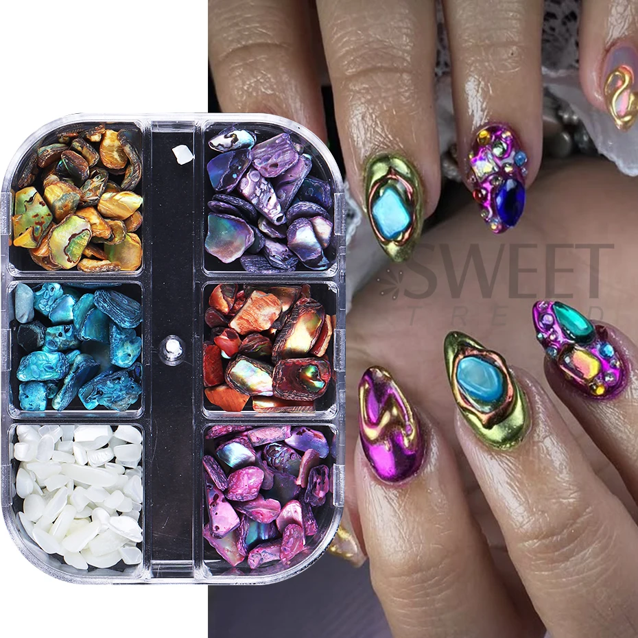 6 Grids Abalone Shell Flakes N - Nail Art Valentines Day 评论和价格