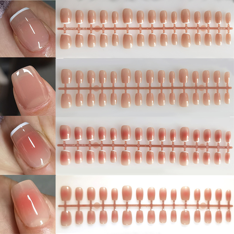 30pcs Gradient Fake Nails Fren - Nail Art Pink 评论和价格