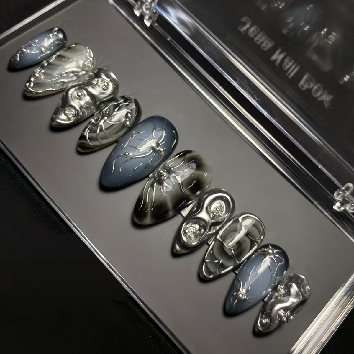 24Pcs Y2K Metal Design Short O - Nail Art Press On 评论和价格