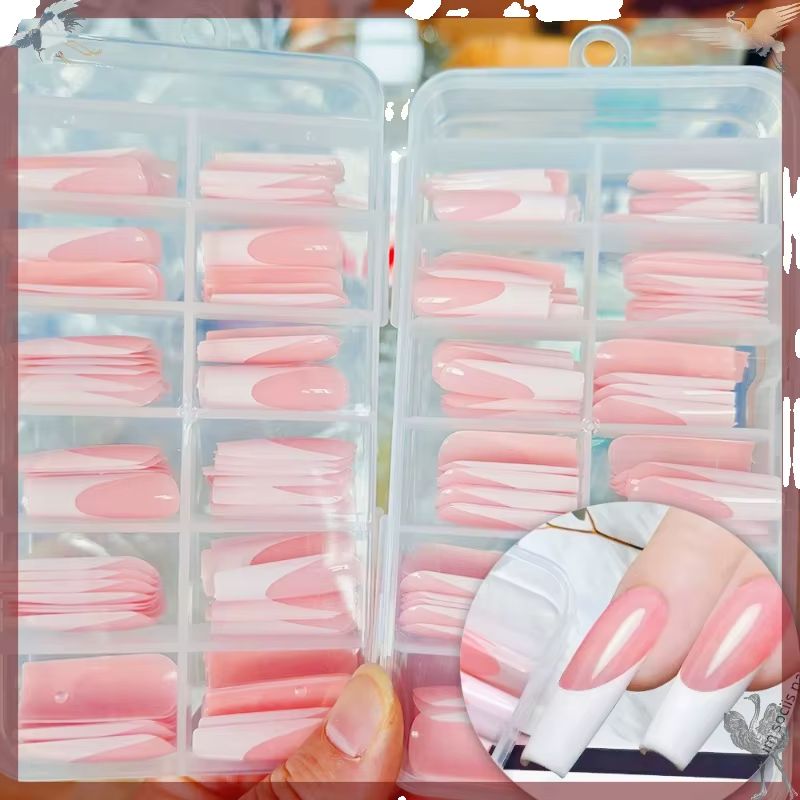 120Pcs Glossy Pink French Pres - Nail Art Press On 评论和价格