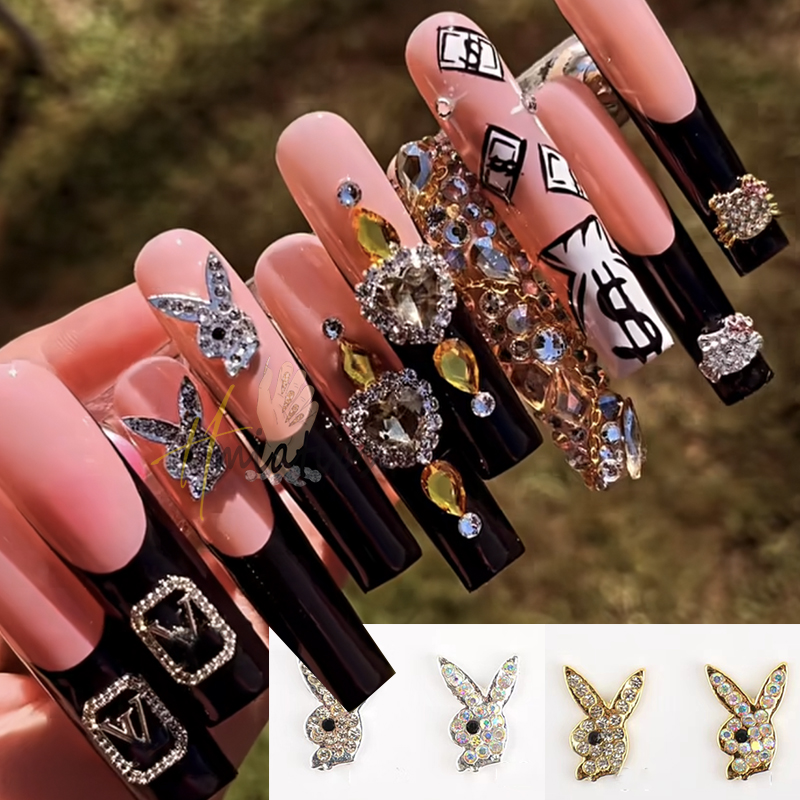 3D Bunny Heads Nail Charms Dec - Nail Art Valentines Day 评论和价格