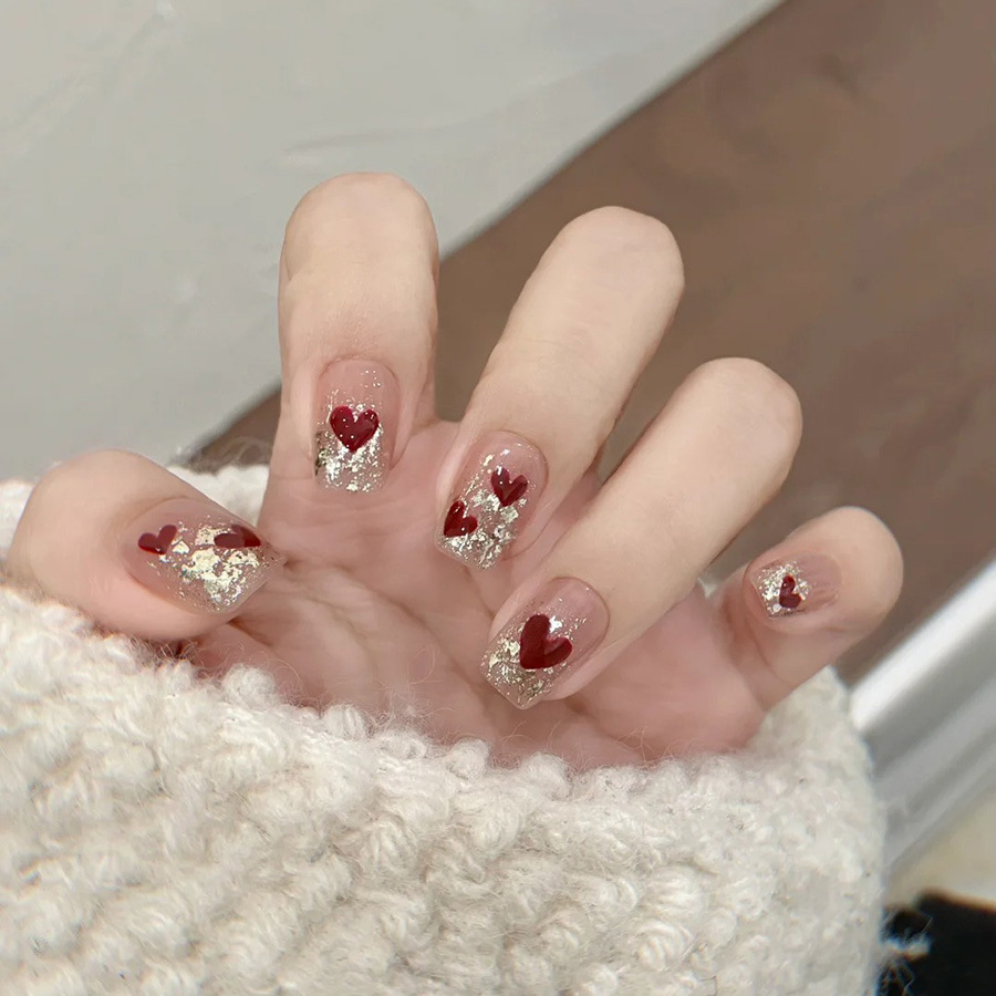 24pcs/set Short Square fake na - Nail Art Press On 评论和价格