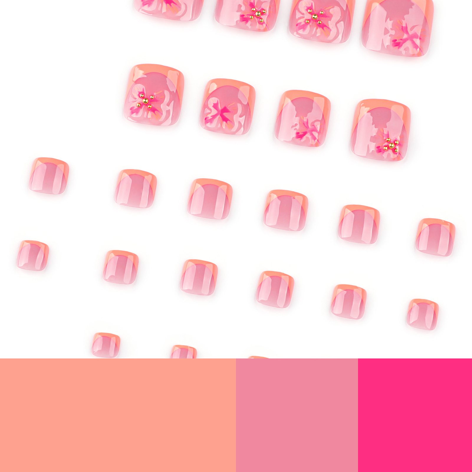 24pcs Charming Flower Pattern  - Nail Art Press On 评论和价格